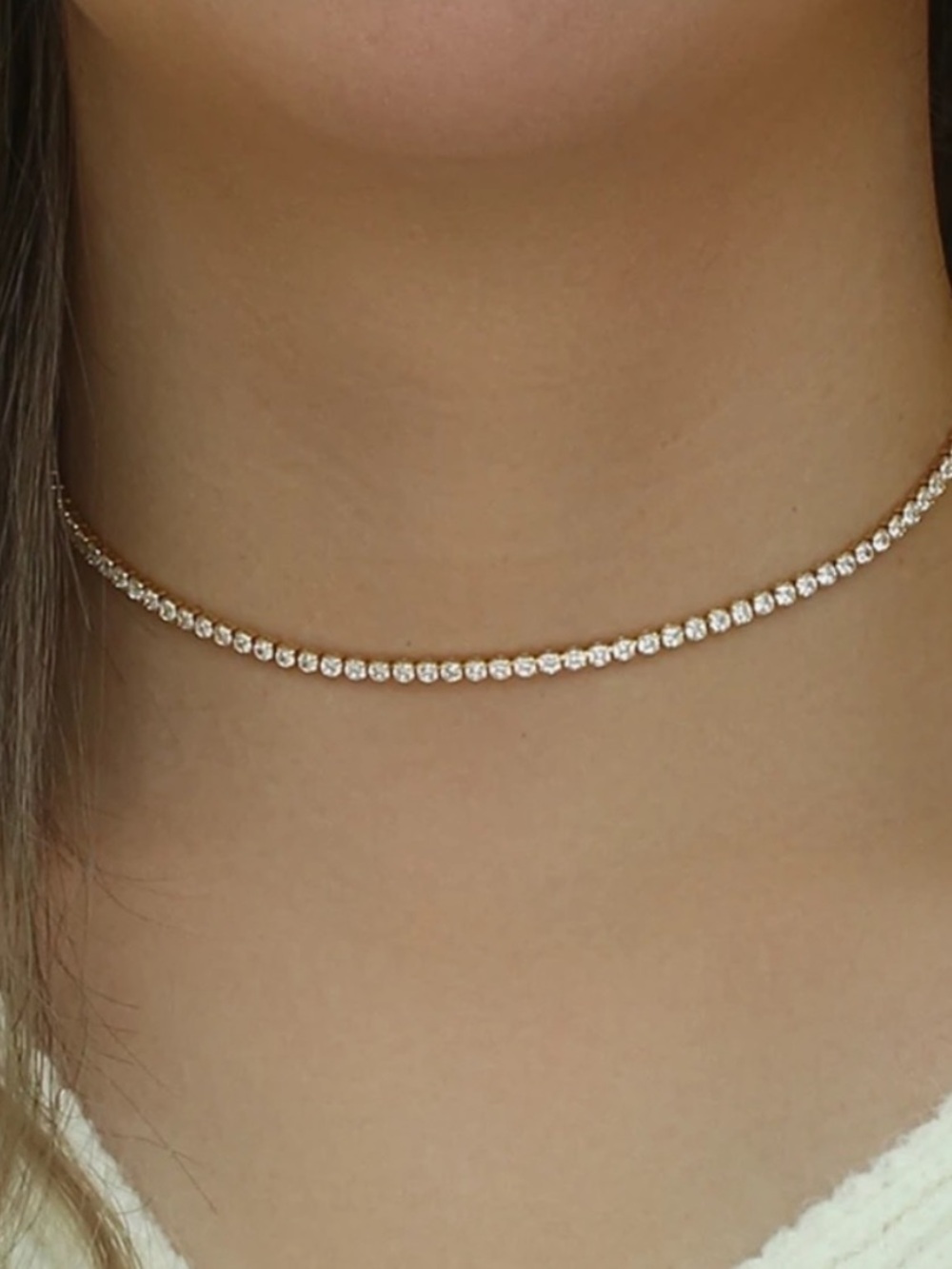 NEW 14K GOLD TENNIS
CHAIN CHOKER NECKLACE, NICE NECKLACE, CUTE NECKLACE
